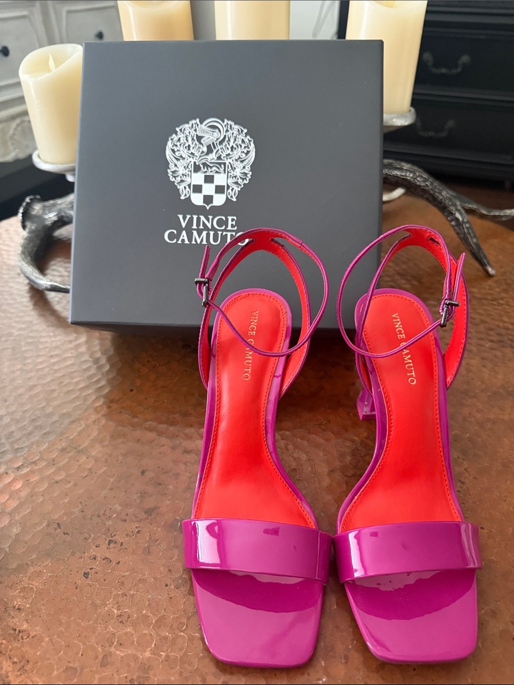 Vince Camuto Patent Leather Fuchsia/Pink Slingback Heels